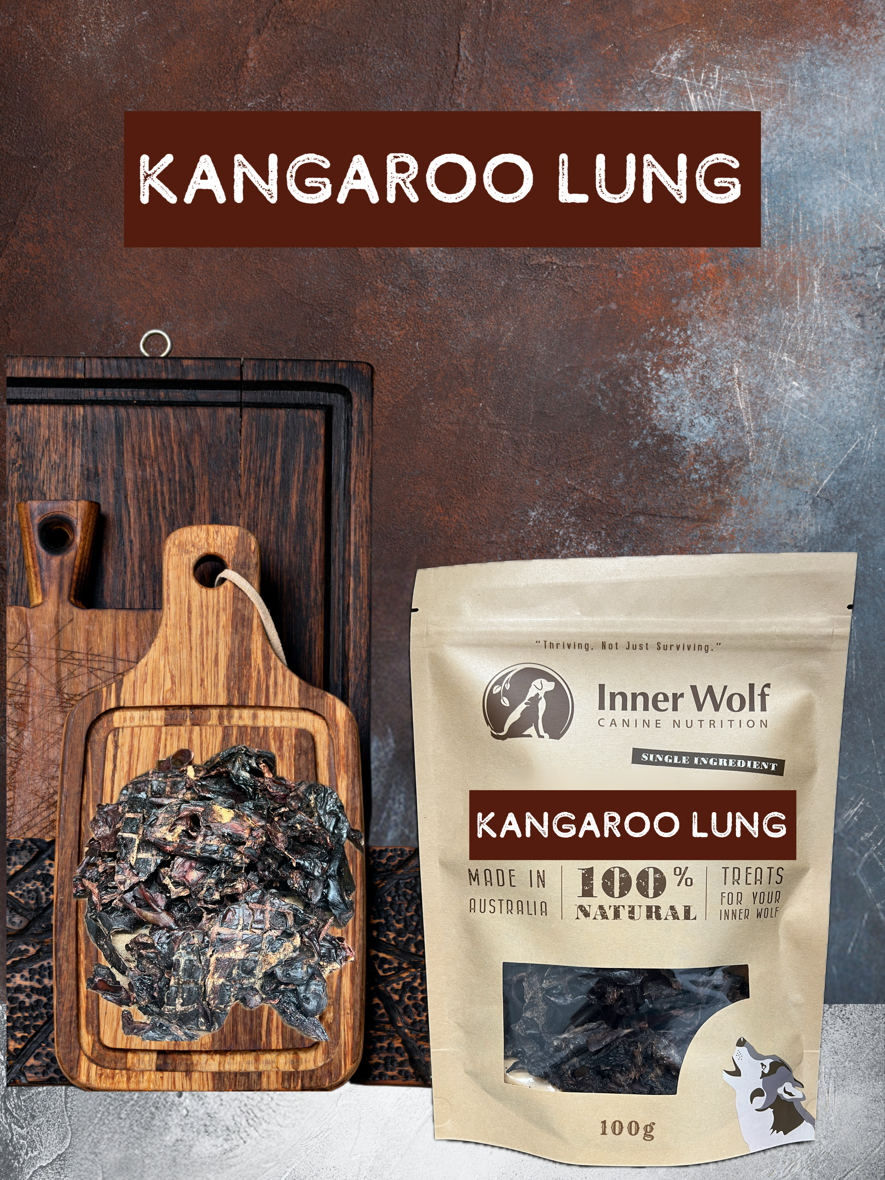 Inner Wolf Kangaroo Lung 100g Dog Treats Sunshine Coast